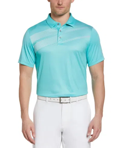 Pga Tour Polo Shirt Men Cockatoo Gradient Print Short Sleeve Active Fts742 In Blue