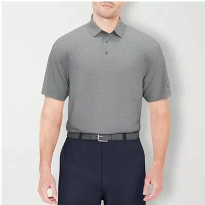 Pga Tour Polo Shirt Men's Tradewinds Geometric Jacquard Performance Fts783 In Gray