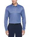 Pga Tour Polo Shirt Men Ultramarine Mini Jacquard Long Sleeve Golf Fts1027 In Blue