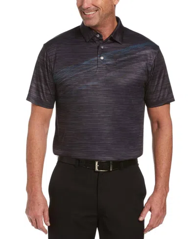 Pga Tour Textured Polo Shirt In Caviar In Black