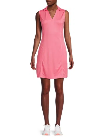 Pga Tour Women's Airflux Sleeveless Mini Polo Dress In Flower Pink