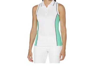 Pga Tour Women's Colorblocked Sleeveless Golf Polo In Brilliant White