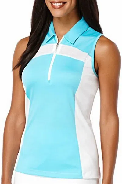 Pga Tour Women's Colorblocked Sleeveless Polo In Blue Curacao