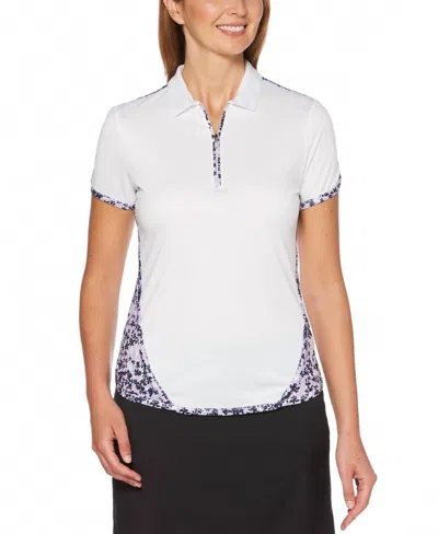 Pga Tour Women's Print Blocked Golf Polo In White
