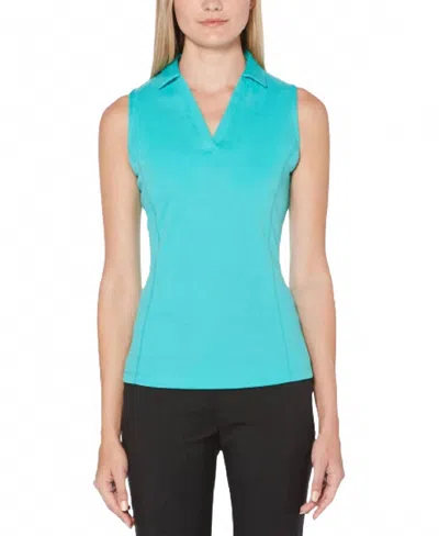 Pga Tour Women's Sleeveless Mesh Golf Polo In Ceramic In Blue