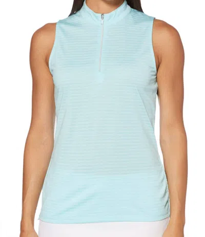 Pga Tour Women's Striped Quarter Zip Polo In Tanager Turquise In Blue