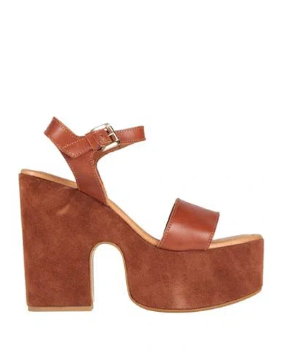 Ph 5.5 Woman Sandals Tan Size 11 Leather In Brown