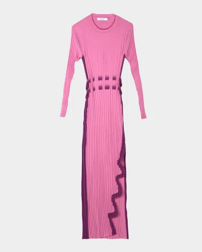 Ph5 Aster Pleated Midi Dress With Wavy Slit In Mulberry