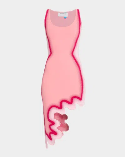 Ph5 Aster Reversible Asymmetric Wavy Dress In Pink
