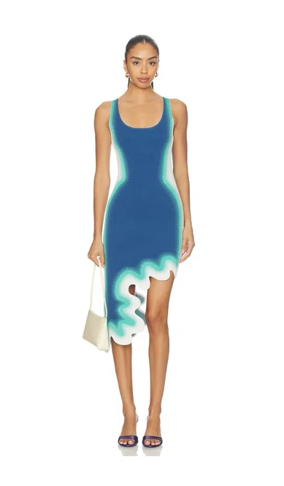 Ph5 Aster Reversible Wavy Dress In Blue