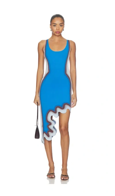 Ph5 Aster Reversible Wavy Dress In Blue