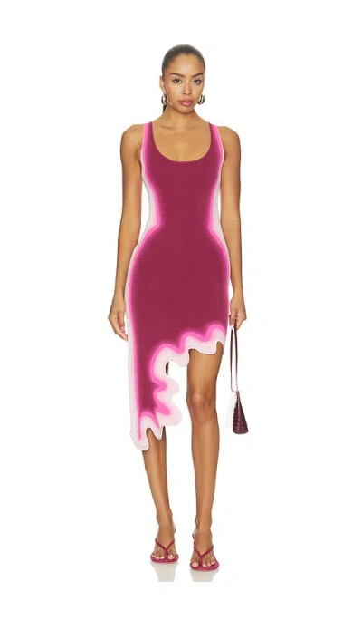 Ph5 Aster Reversible Wavy Dress In Pink Dazzle
