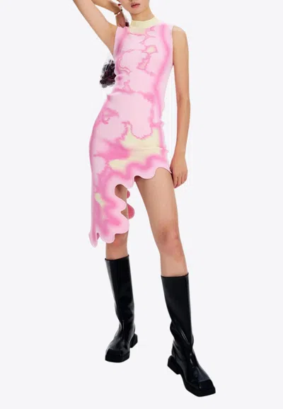 Ph5 Brooklyn Tie-dye Midi Wavy Dress In White