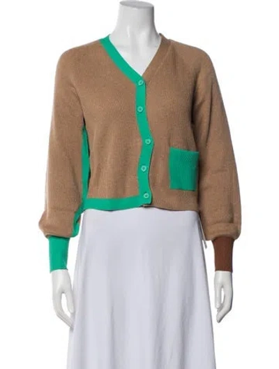 Pre-owned Ph5 Colorblock Pattern V-neck Sweater W/ Tags In Brown