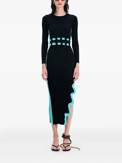 Ph5 Cut-out Ribbed Midi Dress In Black