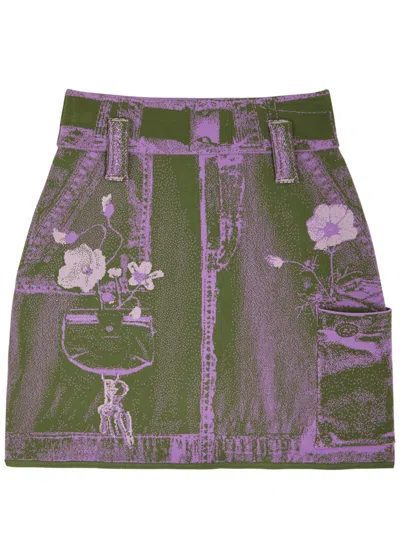 Ph5 Daisy Patterned-intarsia Knitted Mini Skirt In Lilac