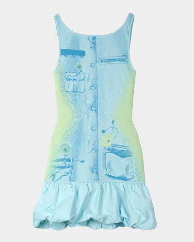 Ph5 Daphne Reversible Bubble-hem Mini Dress In Paradise Blue