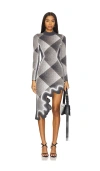 Ph5 Dobby Long-sleeve Wavy Dress In Charcoal