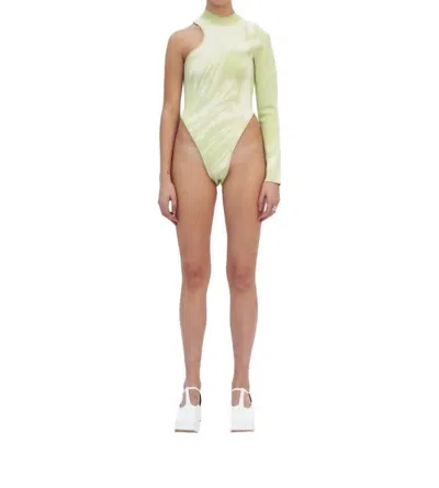 Ph5 Dragon One Sleeve Bodysuit In Mint Julep In Green