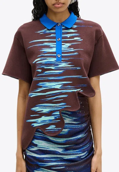 Ph5 Ebony Wavy Polo T-shirt In Brown