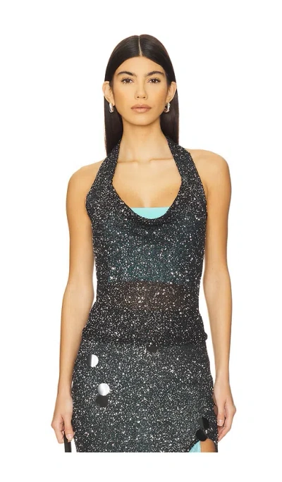 Ph5 Elektra Sequins Halter Top In Black