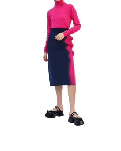 Ph5 Elsa Wavy Midi Skirt In Pacific Navy In Pink