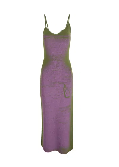 Ph5 Flash Light Reflective Stretch-knit Midi Dress In Purple
