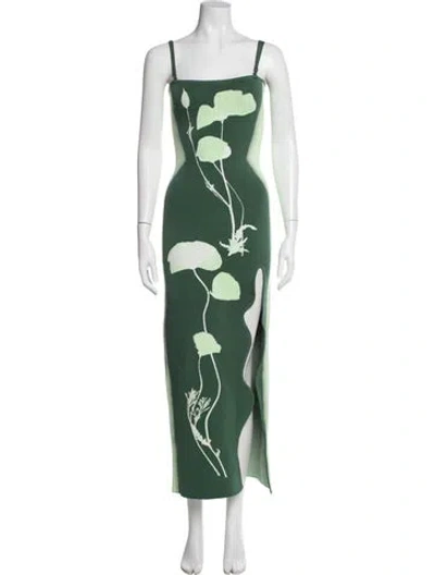 Pre-owned Ph5 Floral Print Long Dress W/ Tags In Green