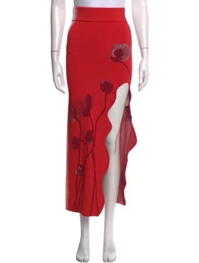 Pre-owned Ph5 Floral Print Long Skirt In Orange
