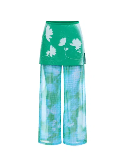 Ph5 Floral-print Layered-panel Trousers In Multi