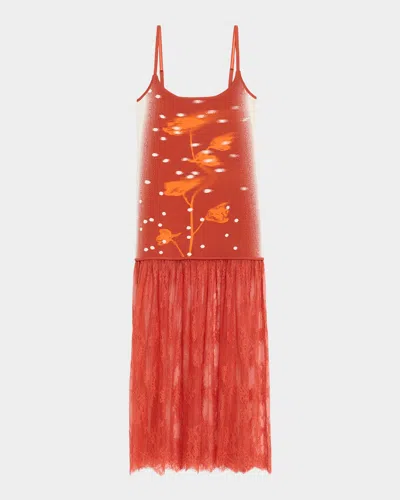 Ph5 Ginger Mixed-media Maxi Dress In Red