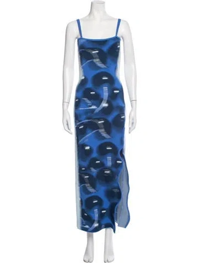 Pre-owned Ph5 Graphic Print Long Dress In Blue