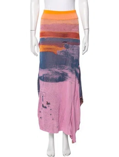 Pre-owned Ph5 Graphic Print Long Skirt In Pink