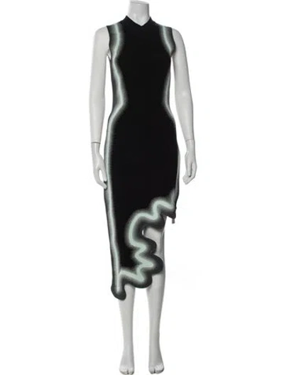 Pre-owned Ph5 Graphic Print Midi Length Dress In Black