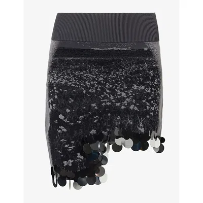 Ph5 H5 Womens Casey Sequin Stretch-knit Mini Skirt Midnight Black Xs
