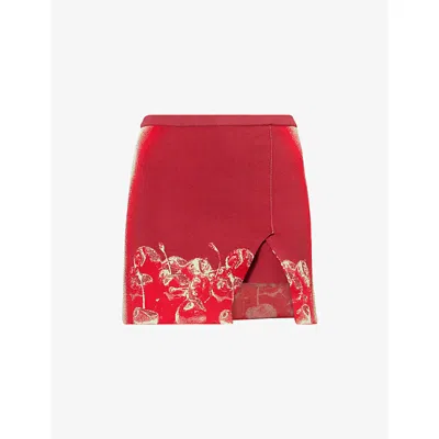 Ph5 H5 Womens Eila Cherry-print Stretch-woven Mini Skort Cherry Red Xs