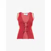 Ph5 H5 Womens Nova V-neck Stretch-woven Vest Cherry Red Xs In Red