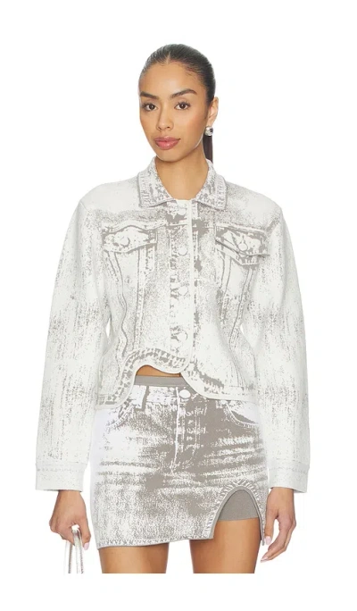 Ph5 Hana Denim Print Oversized Jacket In White
