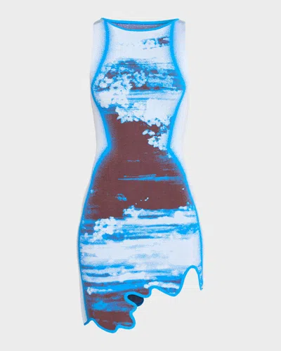 Ph5 Hazel Wavy High-low Mini Dress In Blue