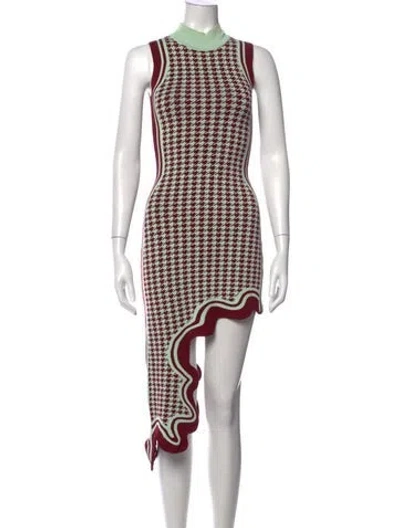 Pre-owned Ph5 Houndstooth Print Mini Dress In Burgundy