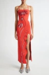 iris flower asymmetric sheath maxi dress IRIS FLOWER PRINT MAXI TANK DRESS L