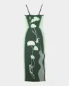 Ph5 Iris Flower-print Maxi Tank Dress In Olive Garden