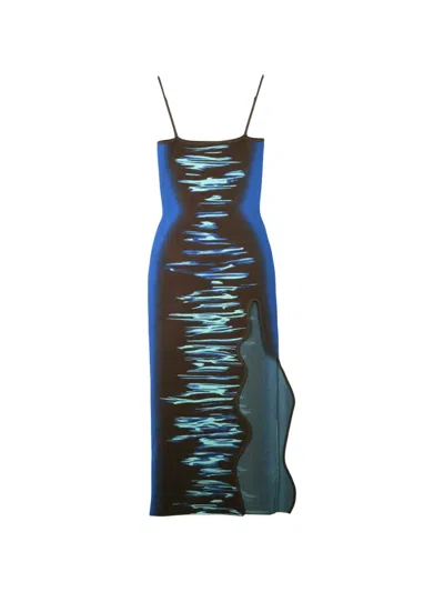 Ph5 Iris Wavy-slit Maxi Dress In Brown