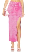Ph5 Lily Denim Print Wavy Midi Skirt In Pink