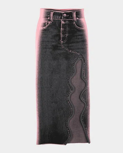 Ph5 Lily Wavy Denim Maxi Skirt In Multi