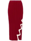 Ph5 Jela Asymmetric Stretch-knit Midi Skirt In Red