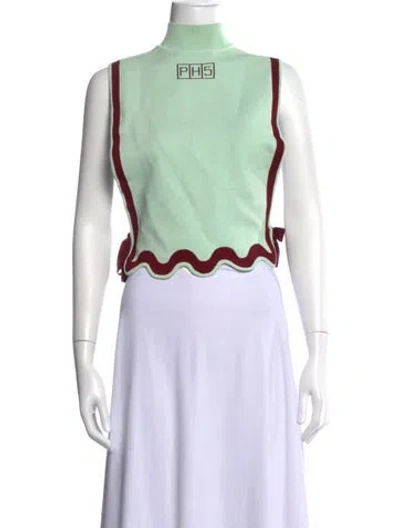 Pre-owned Ph5 Mock Neck Sleeveless Top In Green