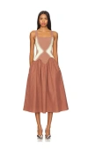 Ph5 Mushu Mixed Media Tank Dress In Cozy Brown