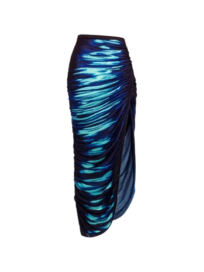 Ph5 Nile Lake-print Long Skirt In Blue