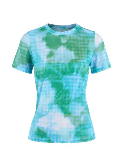 Ph5 Nori Floral-print Mesh T-shirt In Blue